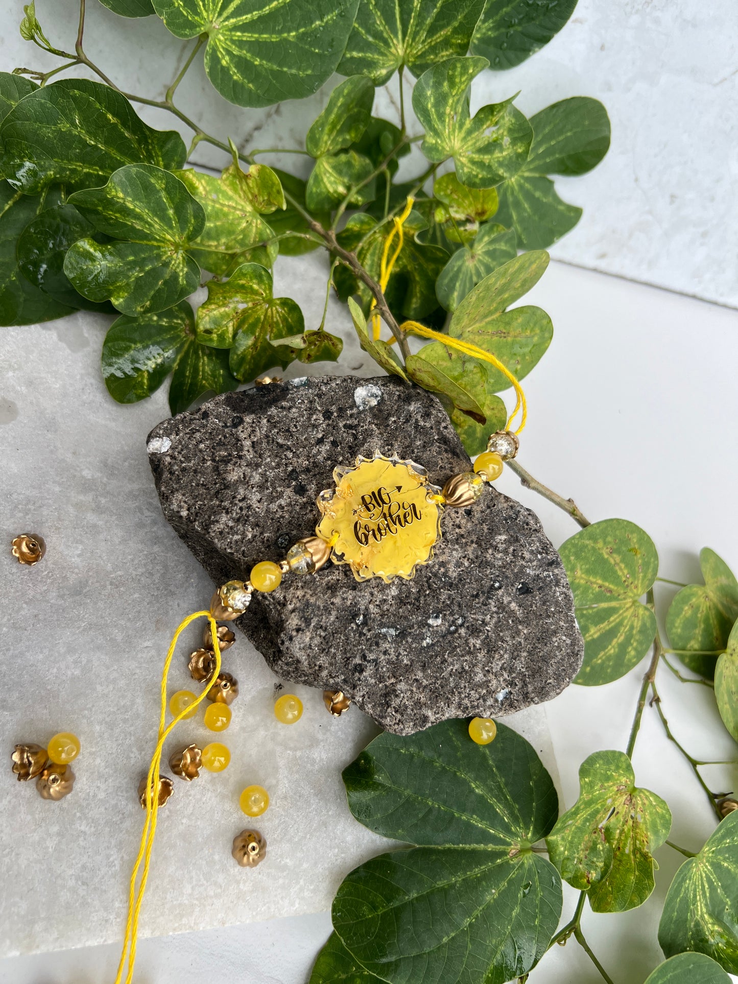 Big Brother Resin Rakhi -Yellow