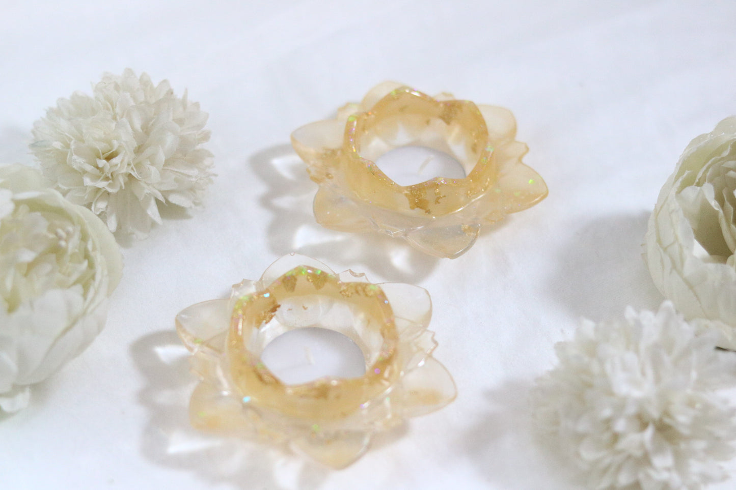 Crystal-Clear Lotus Diyas with Shimmering Accents (Shade Gold)-Pack of 2