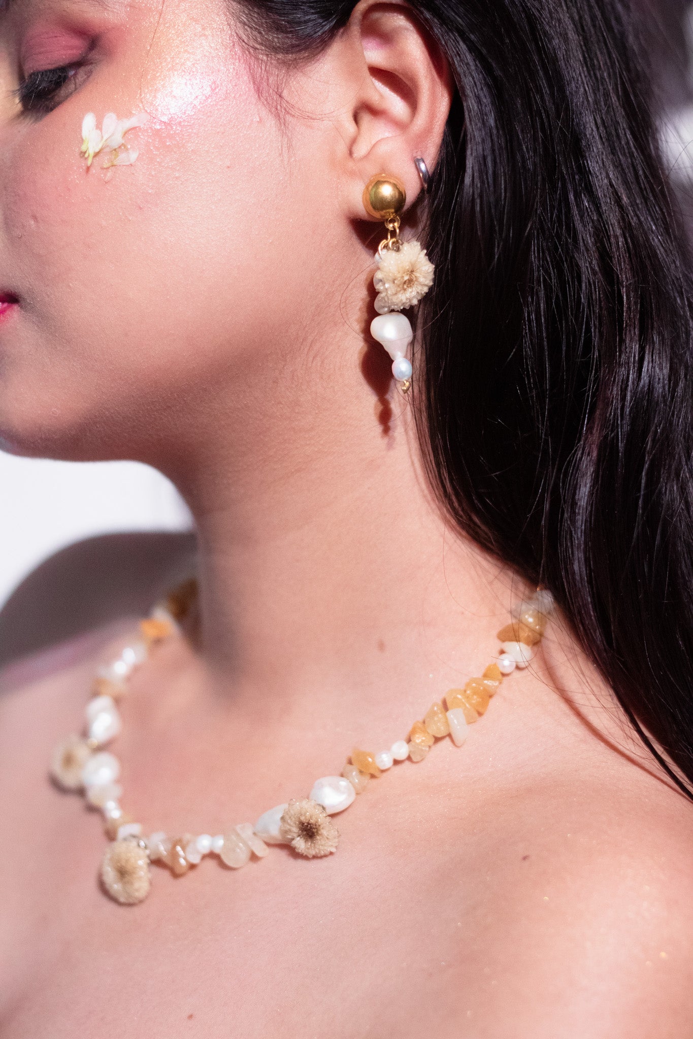 Golden Bloom Pearl Drop Earrings- Garden Of Grace