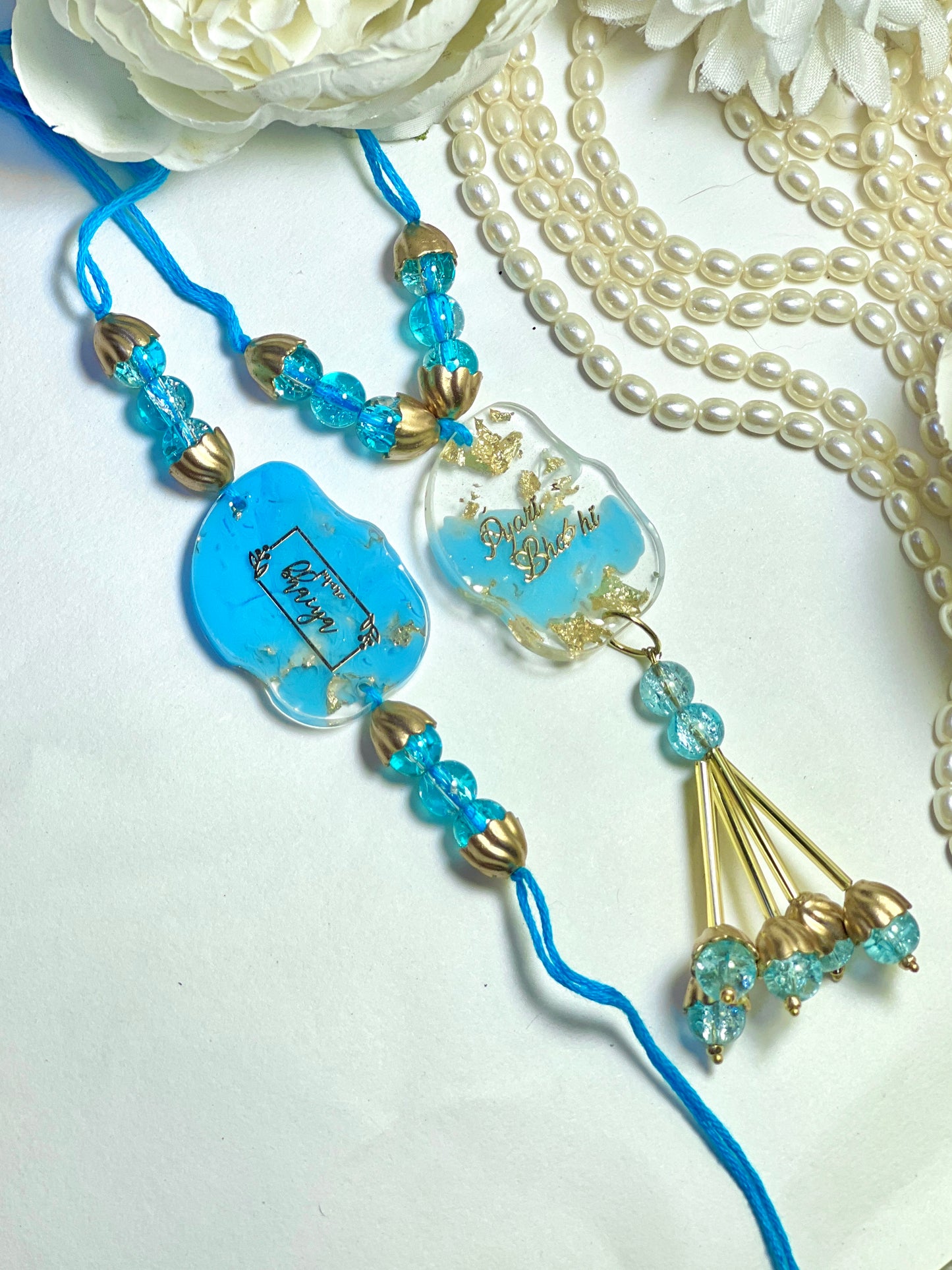 Exquisite Bhai & Bhabhi Rakhi Set 💎🌟- Blue