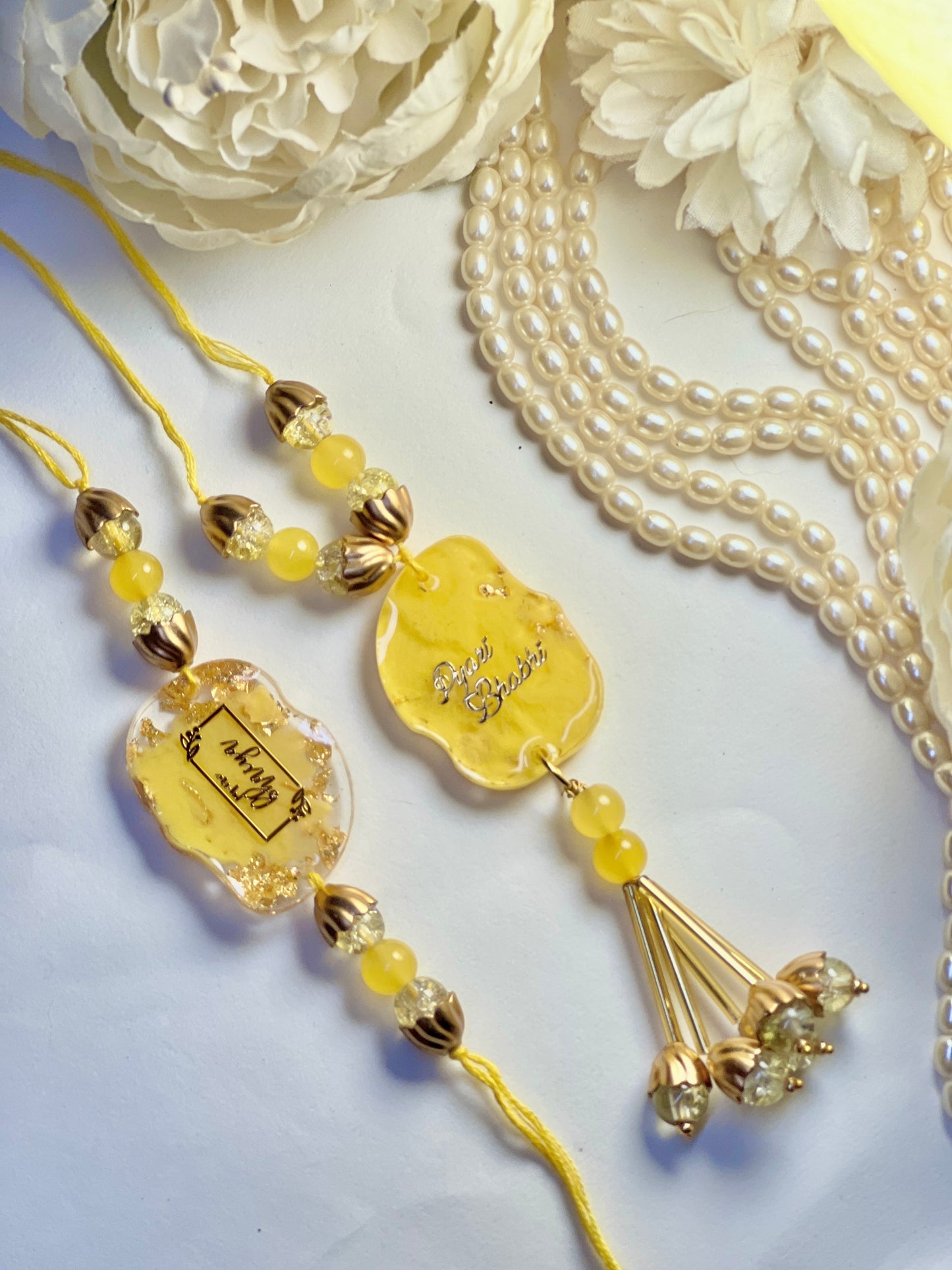 Exquisite Bhai & Bhabhi Rakhi Set 💎🌟- Yellow