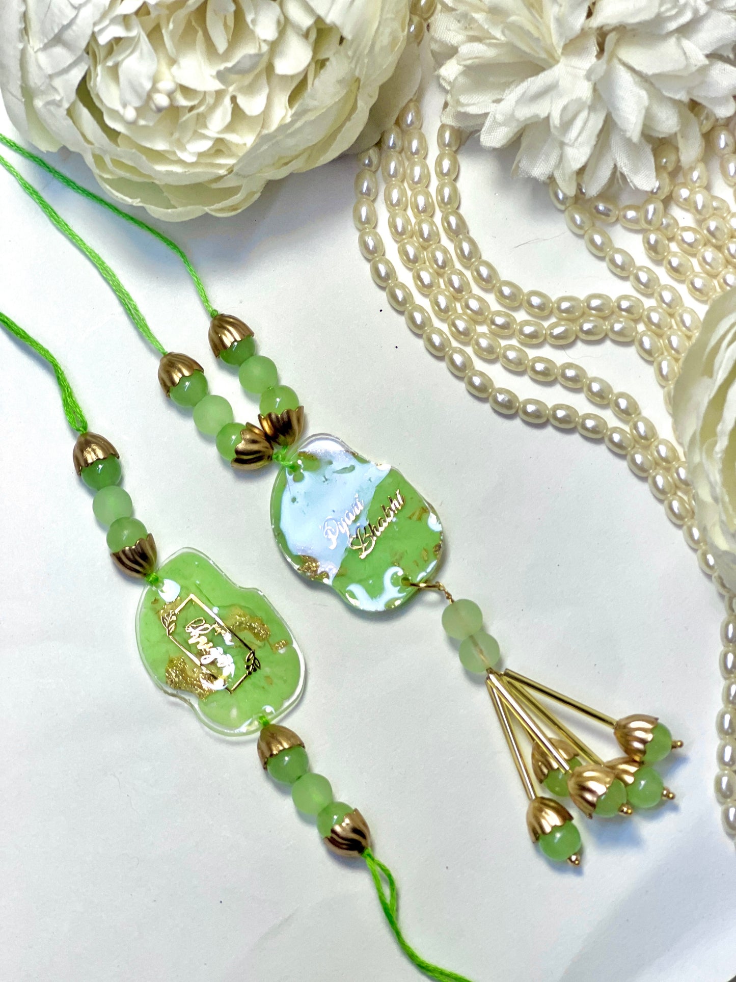 Exquisite Bhai & Bhabhi Rakhi Set 💎🌟- Green