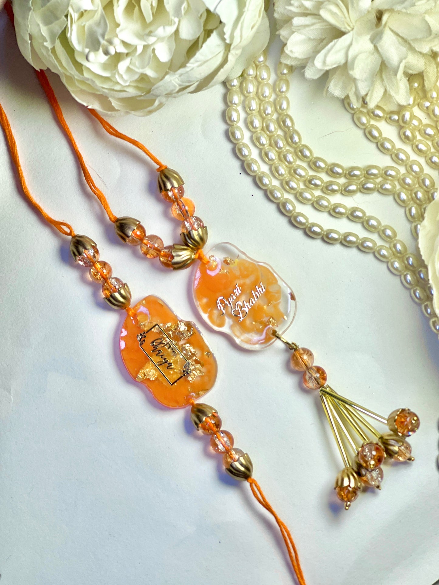 Exquisite Bhai & Bhabhi Rakhi Set 💎🌟- Orange