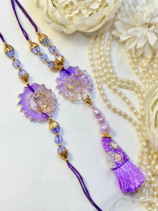 Luxurious Bhai Bhabhi Latkan Rakhi Set🌟💎-Purple