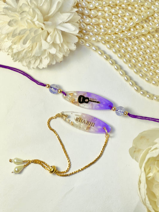 Exclusive Resin Bhai Bhabhi Rakhi Set-Purple