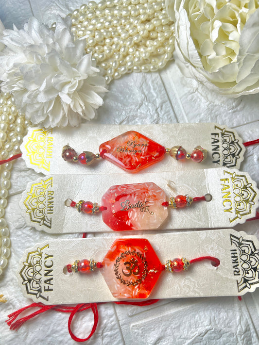 🌟 Set of 3 Roli Chawal Resin Rakhis!🌟