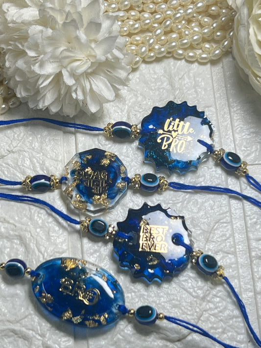 Exclusive Offer: Blue Resin Bro Rakhi Set of 5