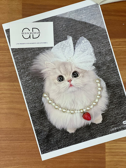 Luxury Pearl Necklace for Cats/Dogs – Elegant and Pet-Safe Design - Strawberry
