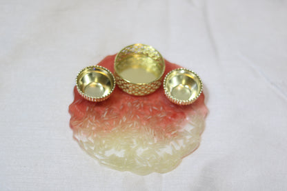 Graceful Resin Pooja Thali with Gold-Toned Bowls🌟🙏
