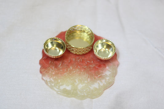 Graceful Resin Pooja Thali with Gold-Toned Bowls🌟🙏