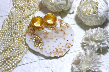 Royal Pearl Resin Pooja Thali- Mini