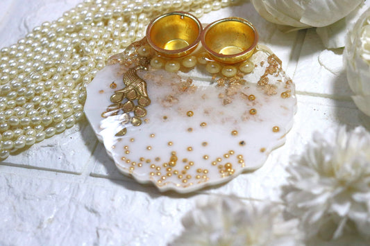 Royal Pearl Resin Pooja Thali- Mini