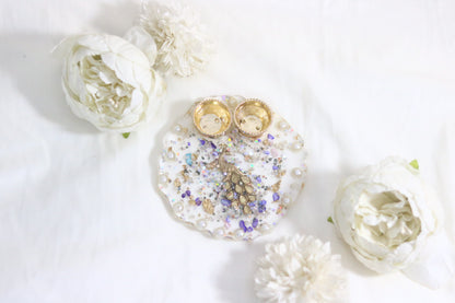 🙏  🌟"Exquisite Pearl & Gold Resin Pooja Thali – Elevate Your Rituals with Luxury"🙏  🌟