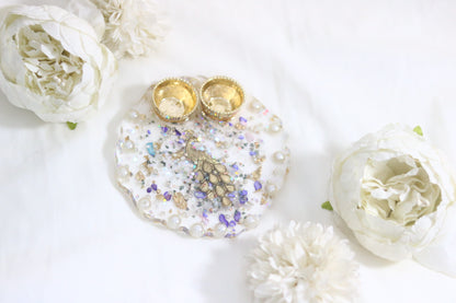 🙏  🌟"Exquisite Pearl & Gold Resin Pooja Thali – Elevate Your Rituals with Luxury"🙏  🌟