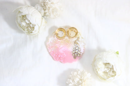 "Pink Pearl Regal Resin Pooja Thali - Elevate Your Rituals with Elegance"