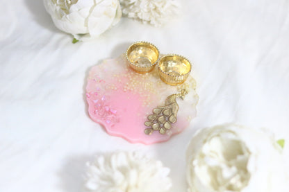 "Pink Pearl Regal Resin Pooja Thali - Elevate Your Rituals with Elegance"