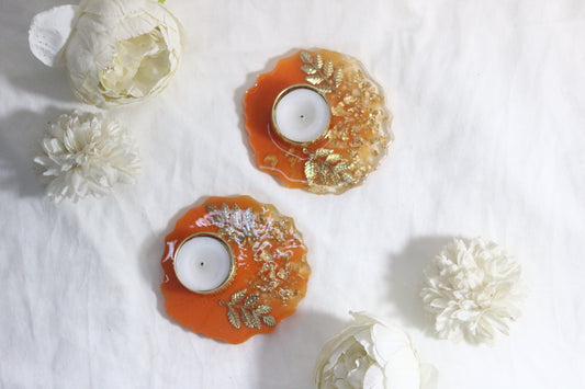 "Elegance Meets Tradition: Limited-Time Combo on Handcrafted Resin Tea Light Holders!"-Set of 2