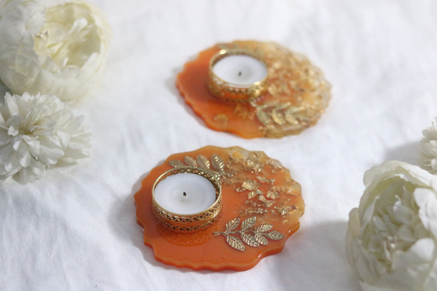 "Elegance Meets Tradition: Limited-Time Combo on Handcrafted Resin Tea Light Holders!"-Set of 2