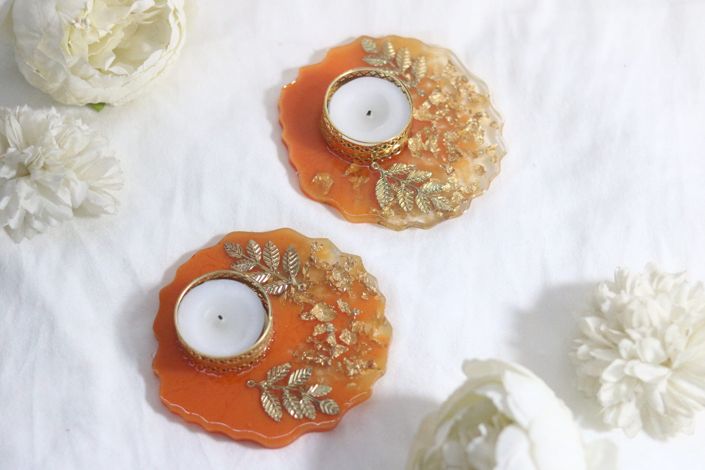 "Elegance Meets Tradition: Limited-Time Combo on Handcrafted Resin Tea Light Holders!"-Set of 2