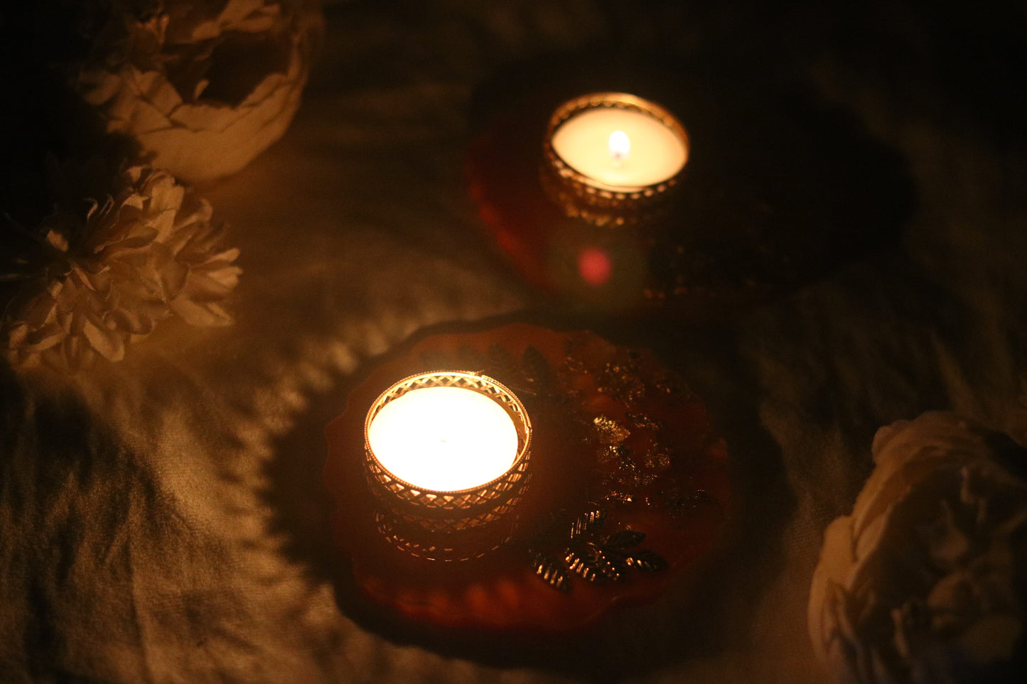 "Elegance Meets Tradition: Limited-Time Combo on Handcrafted Resin Tea Light Holders!"-Set of 2