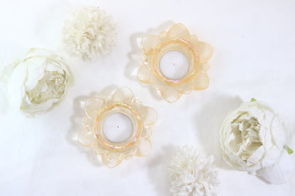 Crystal-Clear Lotus Diyas with Shimmering Accents (Shade Gold)-Pack of 2