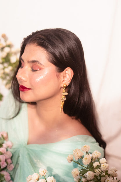 Golden Cascading Bloom Earrings- Garden Of Grace