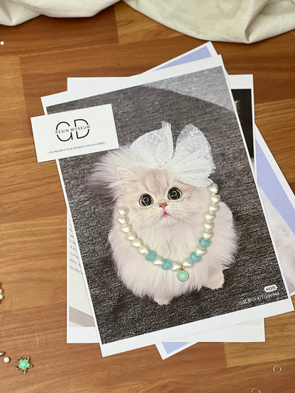 Luxury Pearl Necklace for Cats/Dogs – Elegant and Pet-Safe Design - Pastel Heart